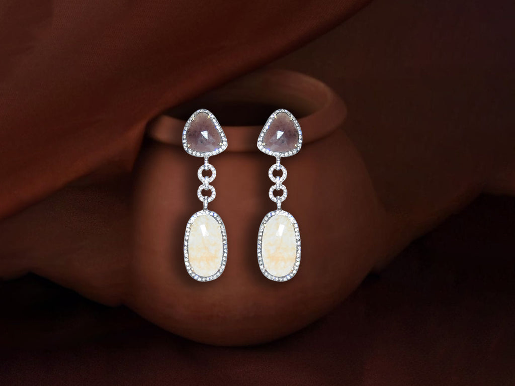 Luxury Dual-Tone Sapphire Drop Earrings