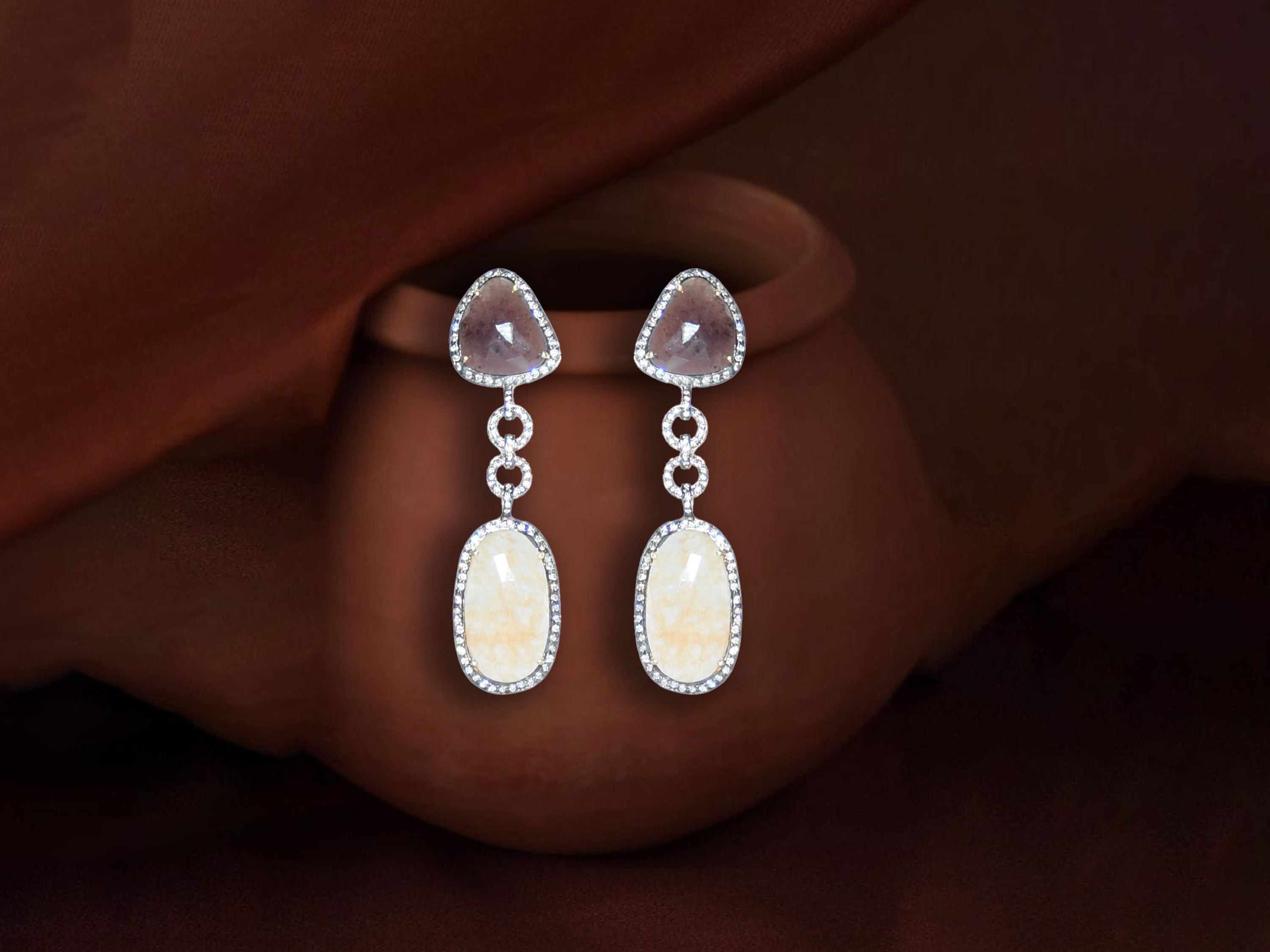 Luxury Dual-Tone Sapphire Drop Earrings