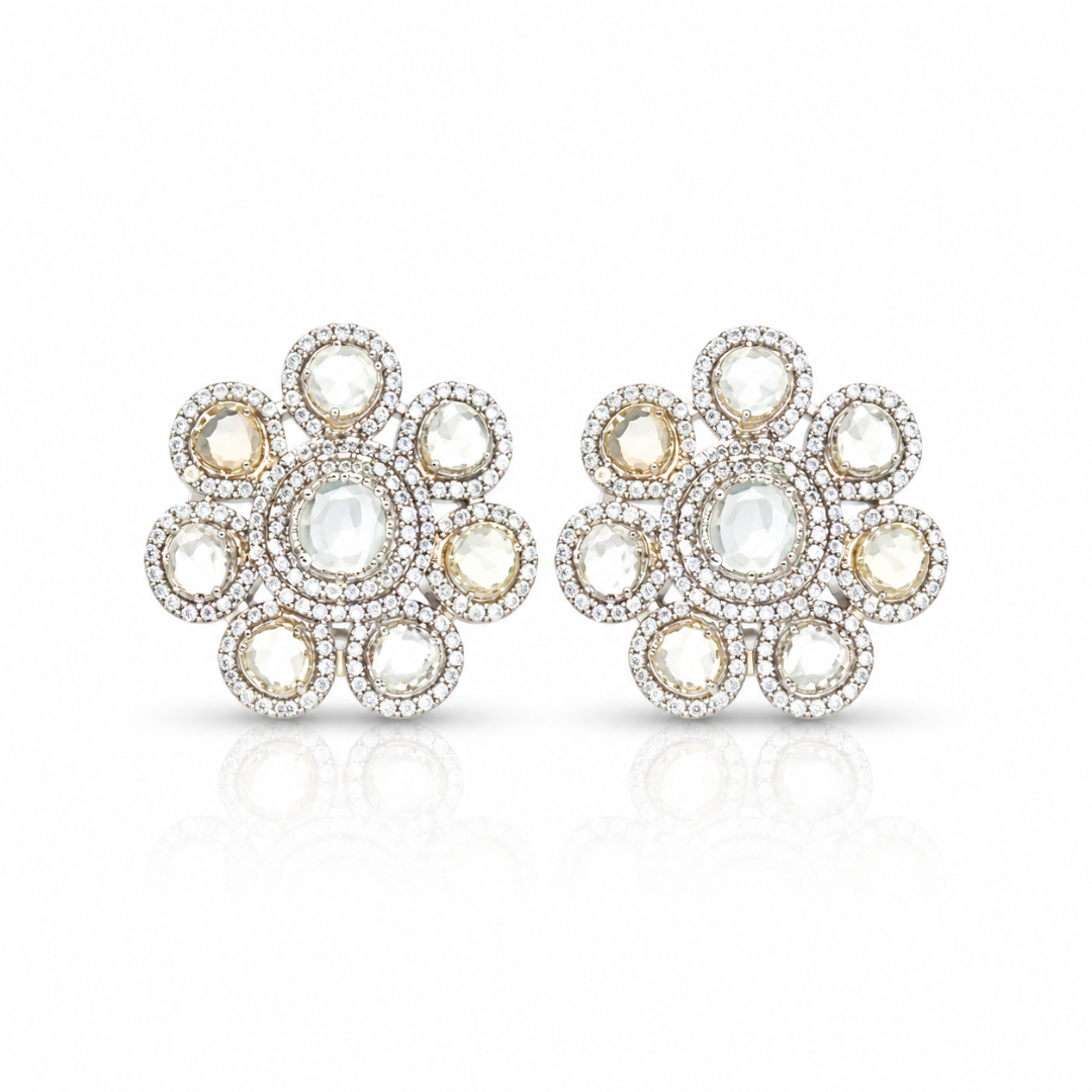 White Floral Stud Earrings