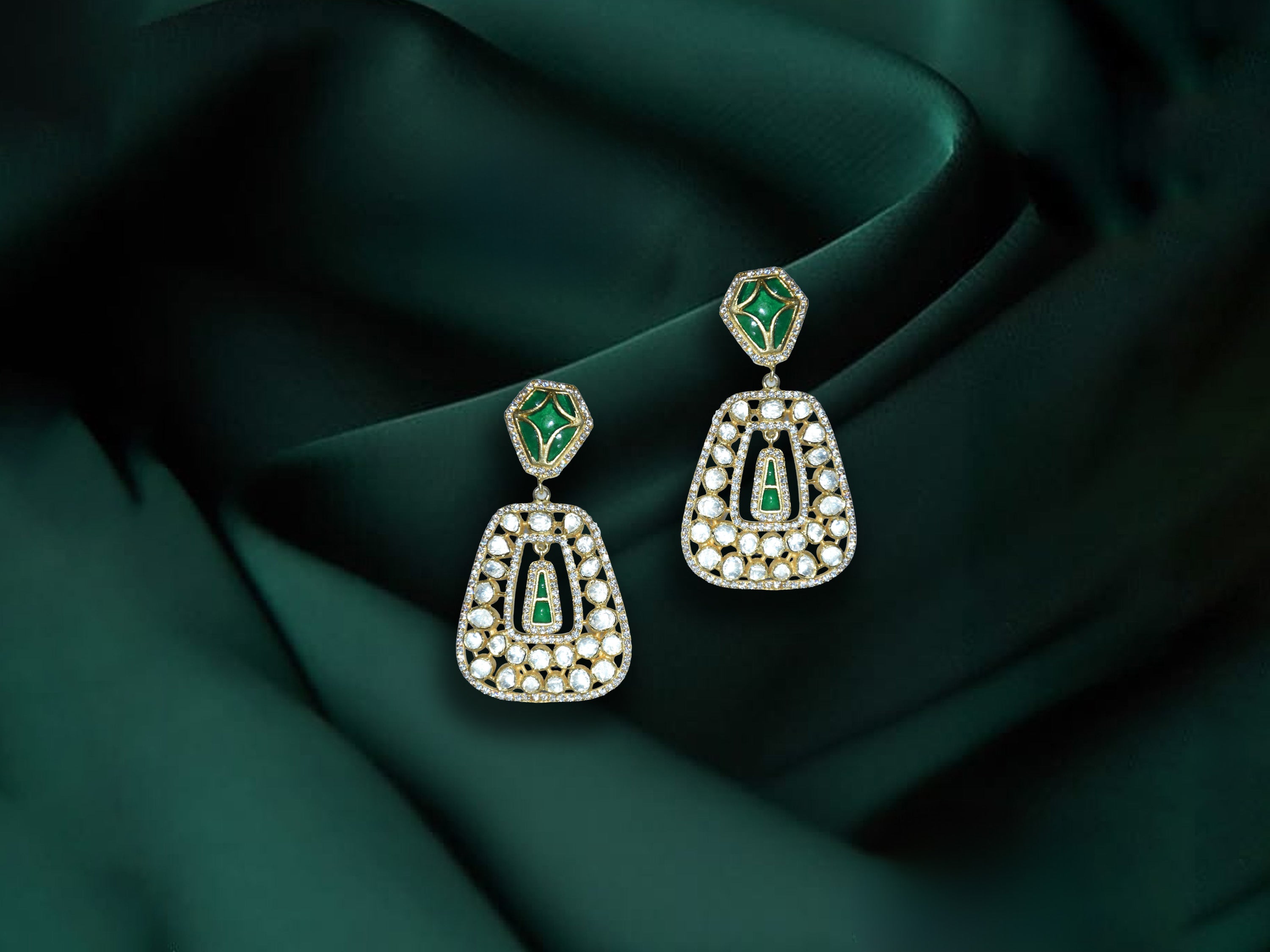 Green Stone Drop Earrings