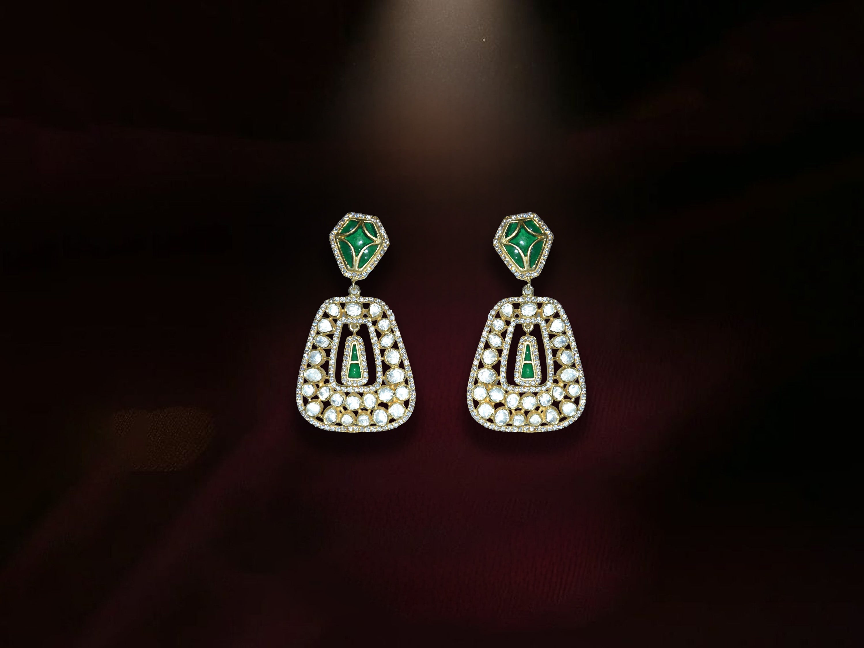 Green Stone Drop Earrings