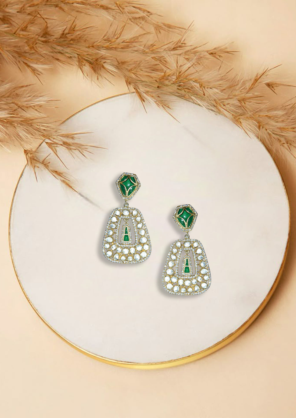 Green Stone Drop Earrings