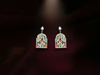 Floral Enamel Stone Earrings – Colorful Artistic Drop Design