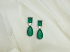 Elegant Green Stone Drop Earrings