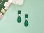 Elegant Green Stone Drop Earrings