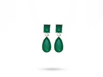 "Elegant Green Stone Drop Earrings in Silver & Brass – RC Jewellers Jaipur"