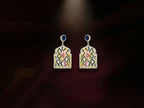Designer Enamel Stone Earrings – Artistic Pattern Drop Design