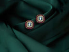 Square Ruby Polki Stud Earrings