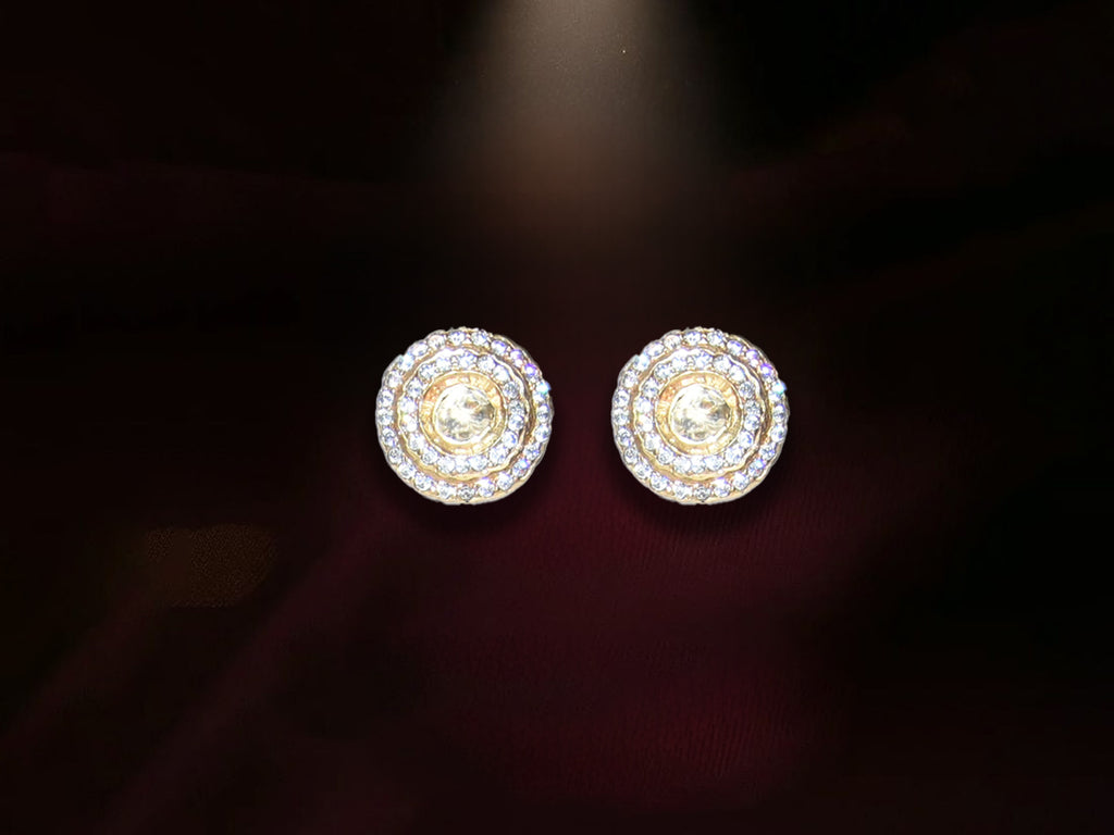 Radiant Round Stone Stud Earrings