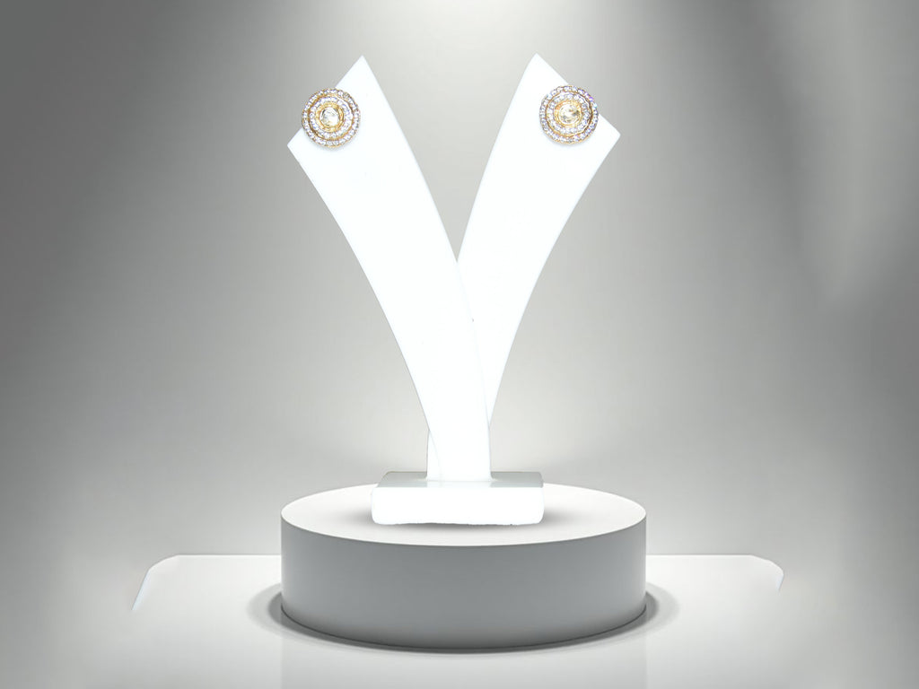 Radiant Round Stone Stud Earrings