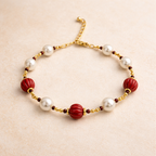 Scarlet Pearl Charm Bracelet – A Bold Touch of Elegance