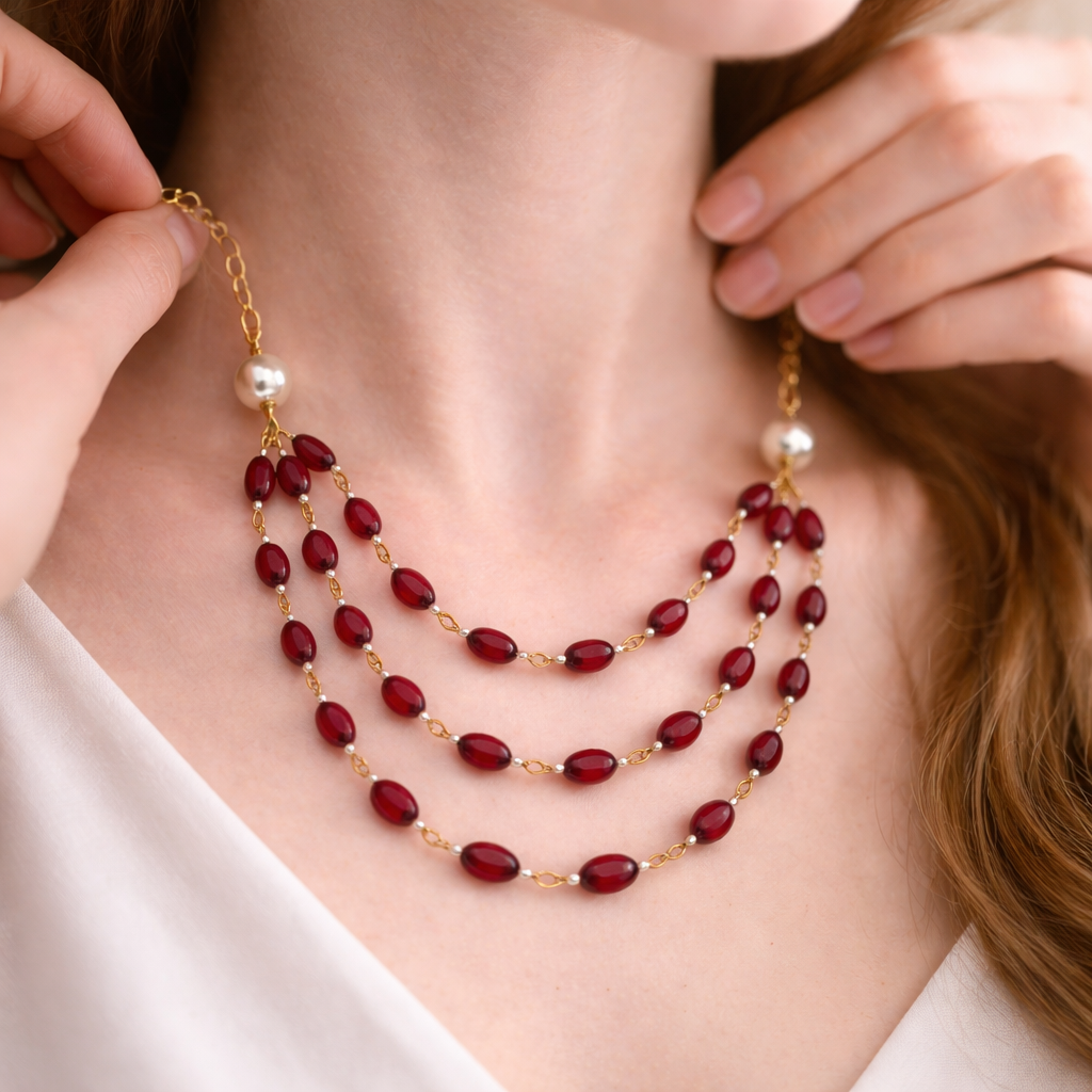 Crimson Grace Glass-Fill Ruby Necklace