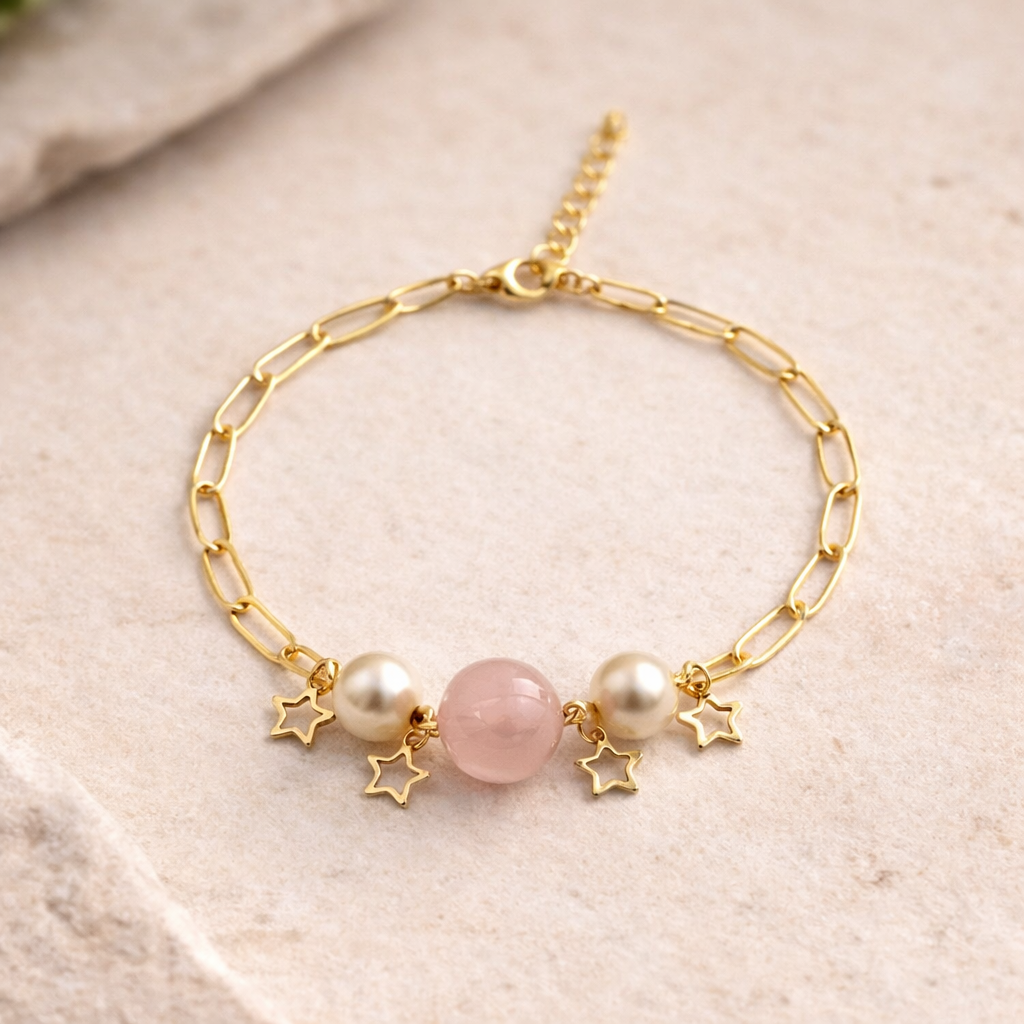 Blush Pink Coral Charm Bracelet