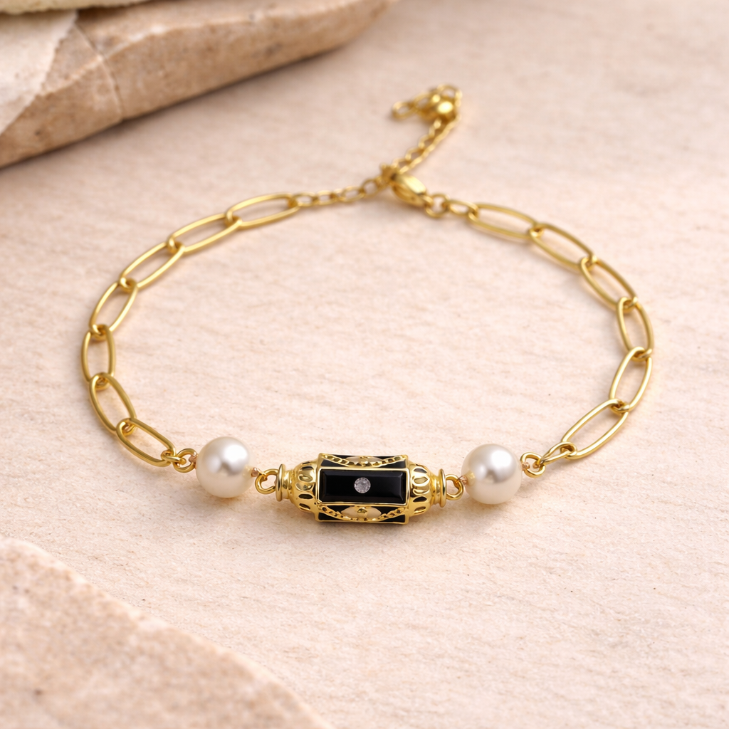 Midnight Pearl Statement Bracelet