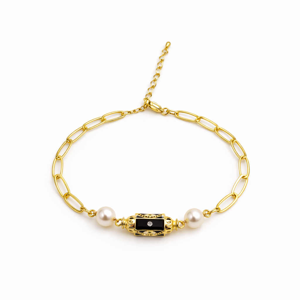 Midnight Pearl Statement Bracelet