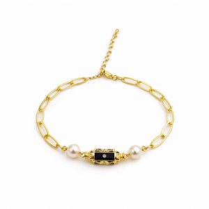 Midnight Pearl Statement Bracelet
