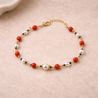 Sunset Coral & Pearl Bracelet