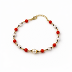 Sunset Coral & Pearl Bracelet