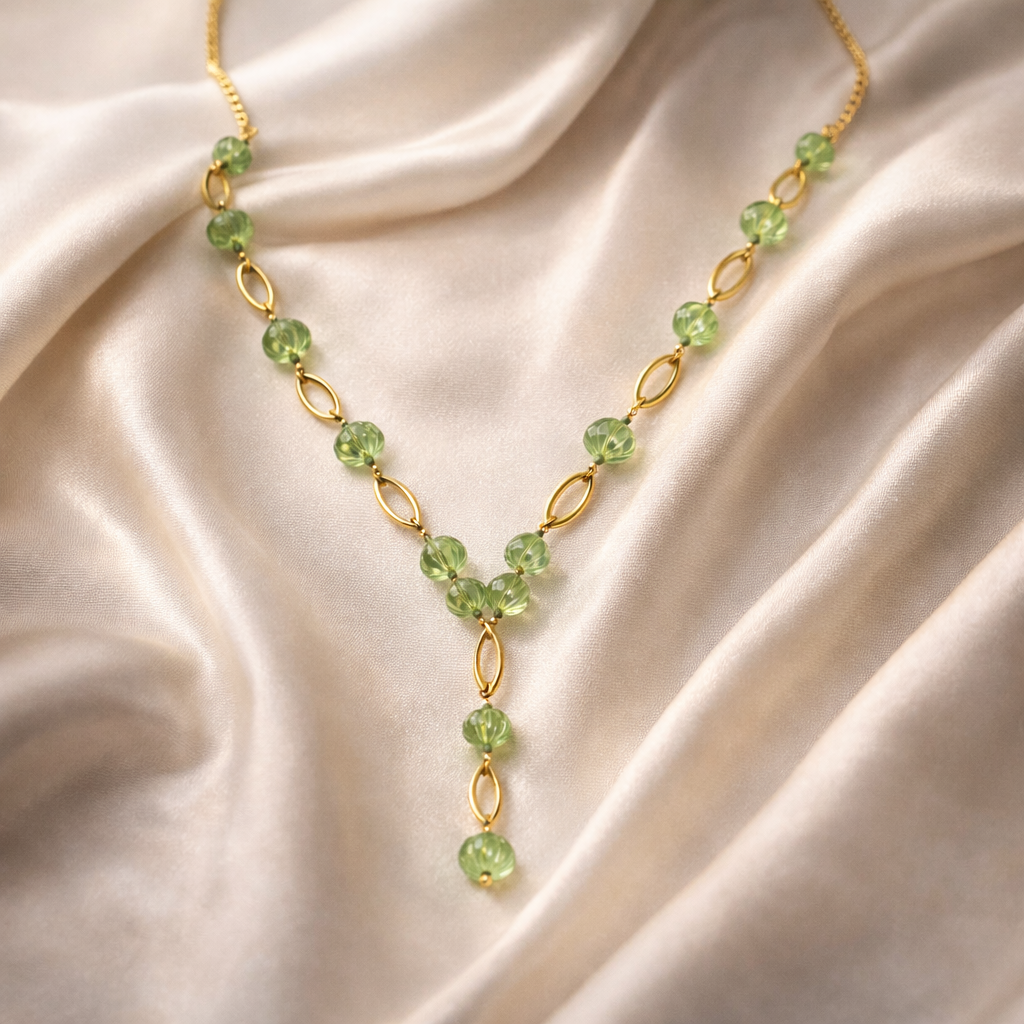 Soft Green Strawberry Necklace with an Elegant Drop Finish