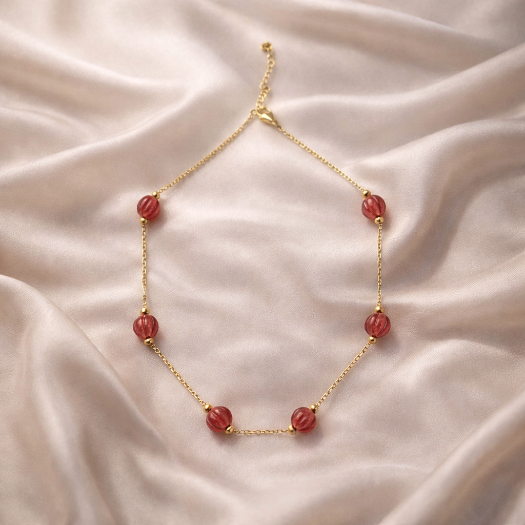 Red Coral Minimal Beads Necklace