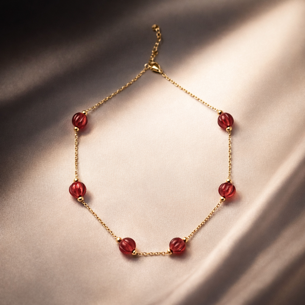 Red Coral Minimal Beads Necklace