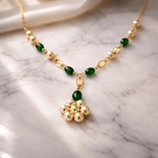 Strawberry Gemstone & Pearl Cluster Drop Necklace