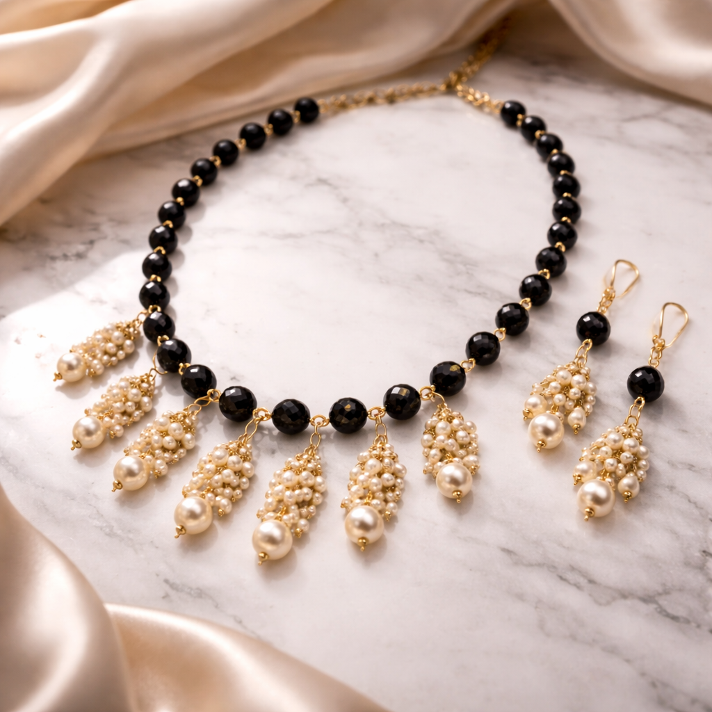 Dark Blue Strawberry Gemstone Necklace Set