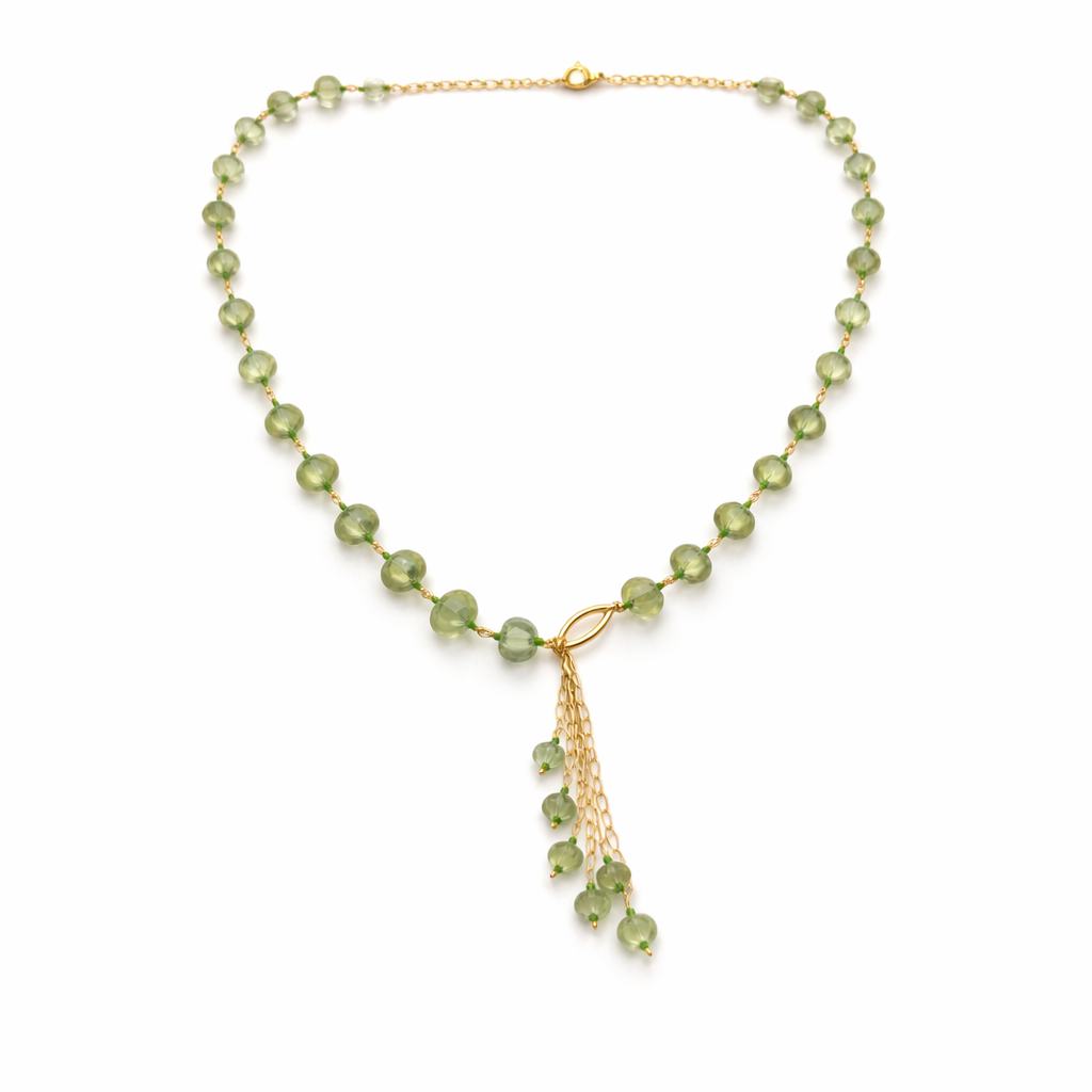 Verdant Drop Strawberry Bead Necklace