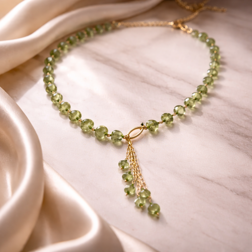 Verdant Drop Strawberry Bead Necklace