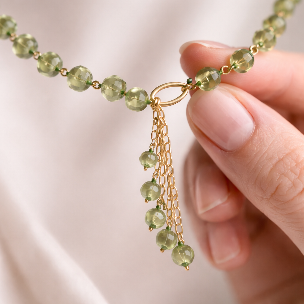 Verdant Drop Strawberry Bead Necklace