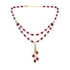 Ruby Cascade Pearl Drop Necklace