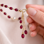 Ruby Cascade Pearl Drop Necklace