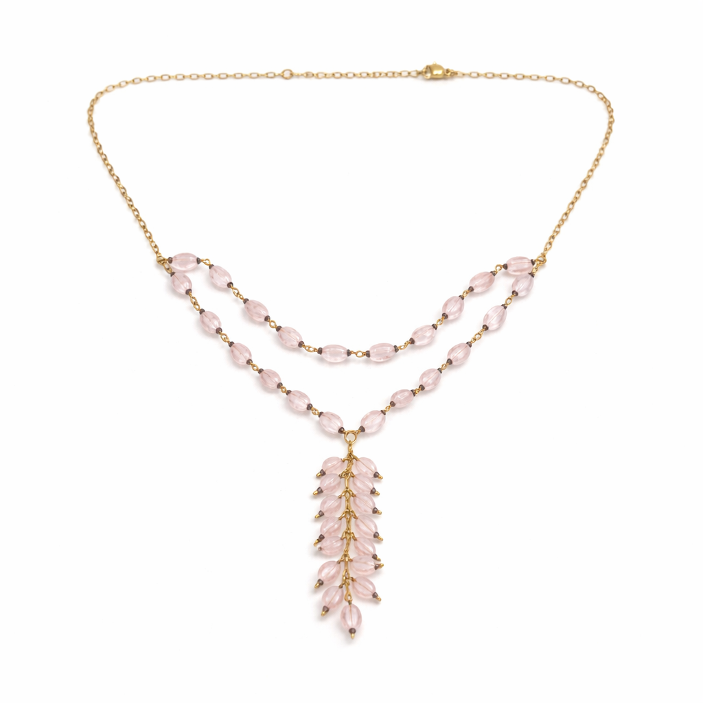 Blush Cascade Rose Quartz Necklace