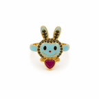 Labubu Doll Ring – Cute Adjustable Fashion Ring with Heart Stone