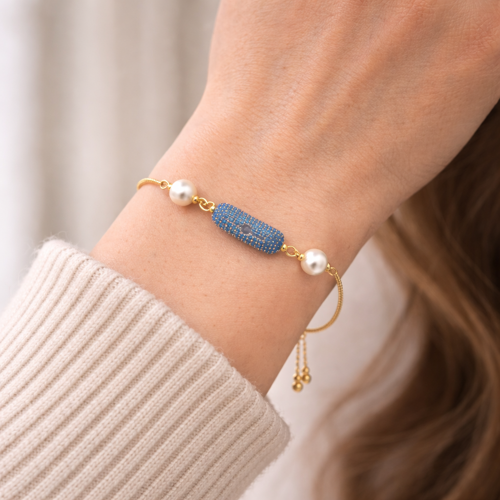 Azure Crystal Bar Bracelet