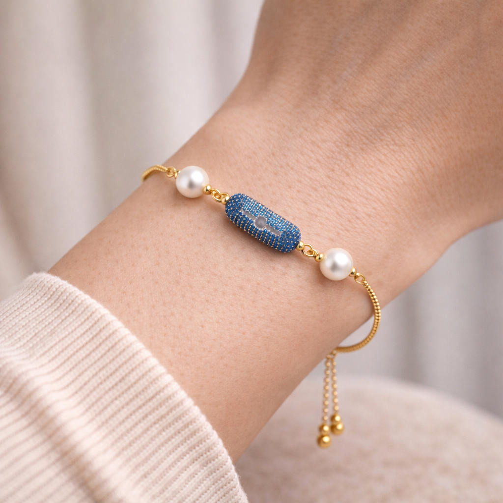 Azure Crystal Bar Bracelet