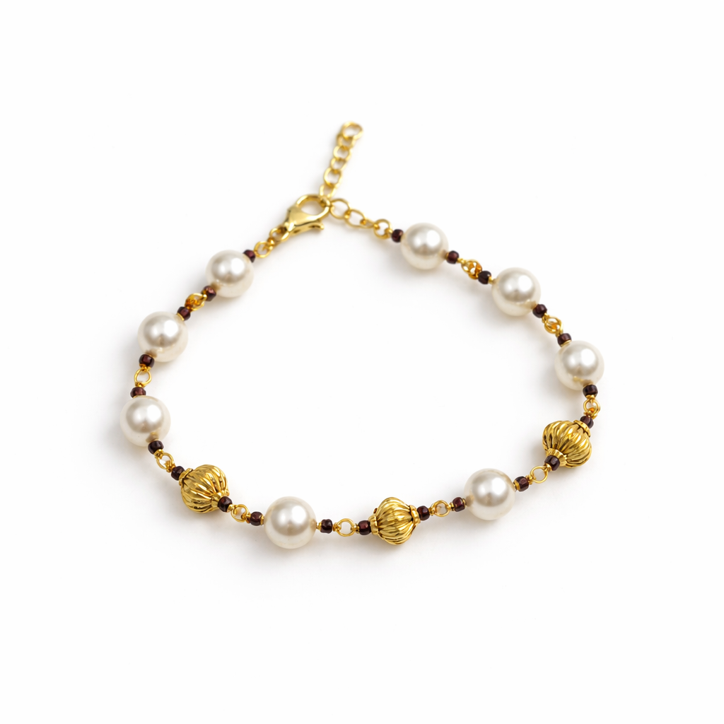 Royal Pearl & Gold Accent Bracelet