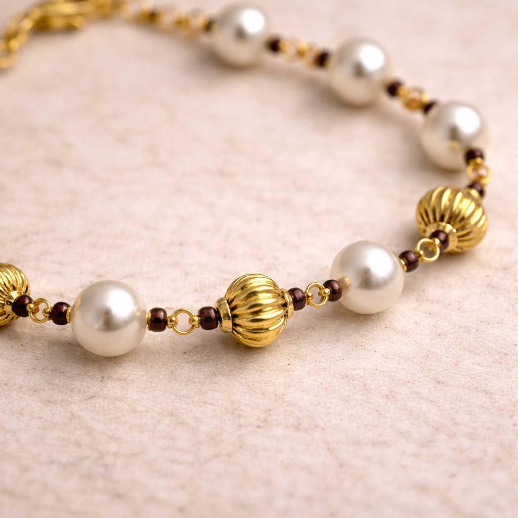 Royal Pearl & Gold Accent Bracelet