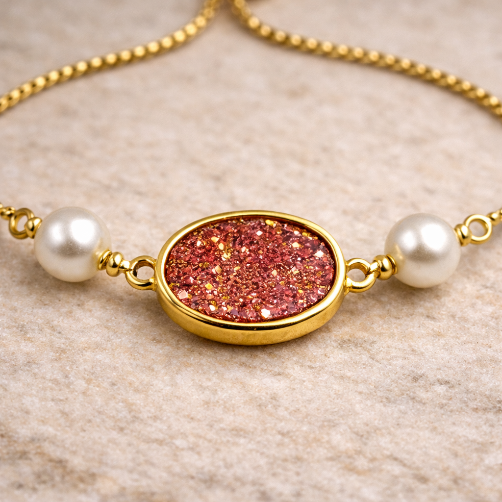 Ruby Glow Pearl Bracelet