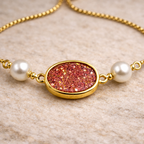 Ruby Glow Pearl Bracelet