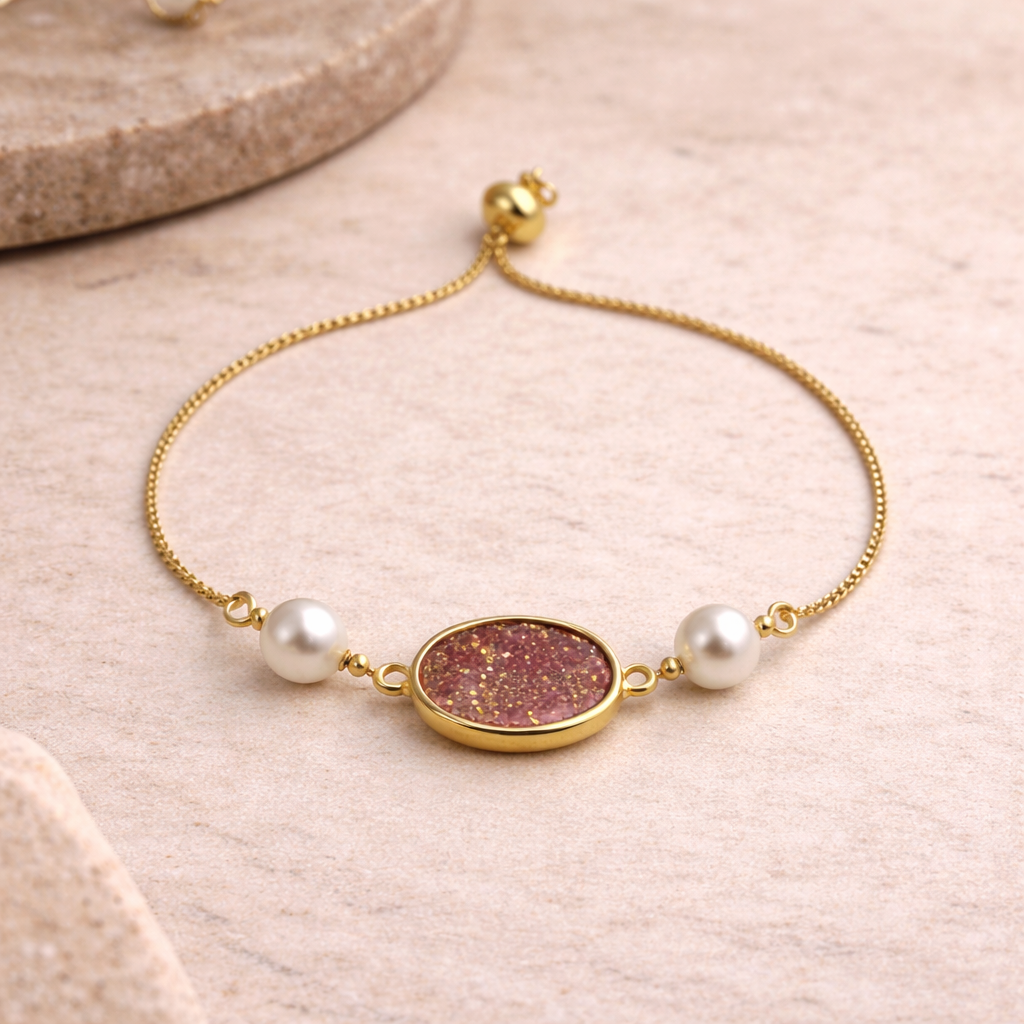Ruby Glow Pearl Bracelet