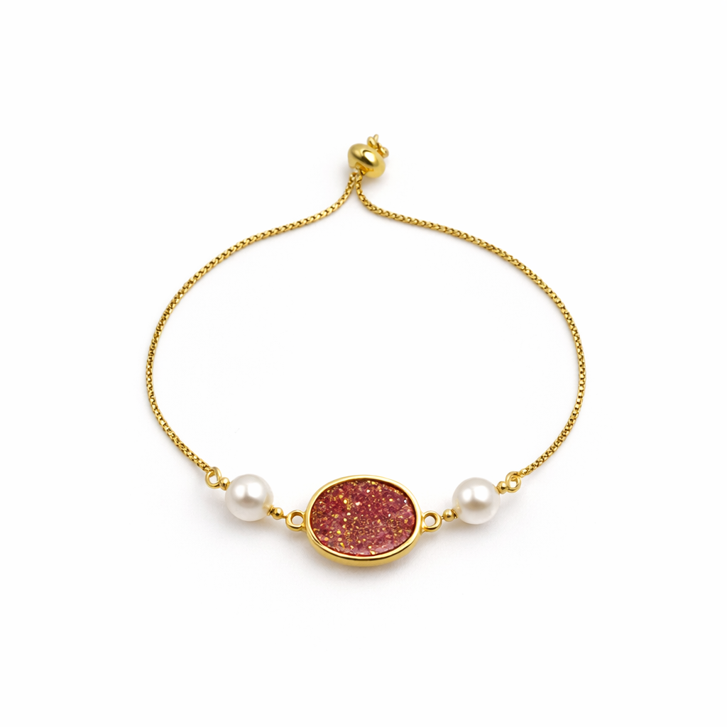 Ruby Glow Pearl Bracelet