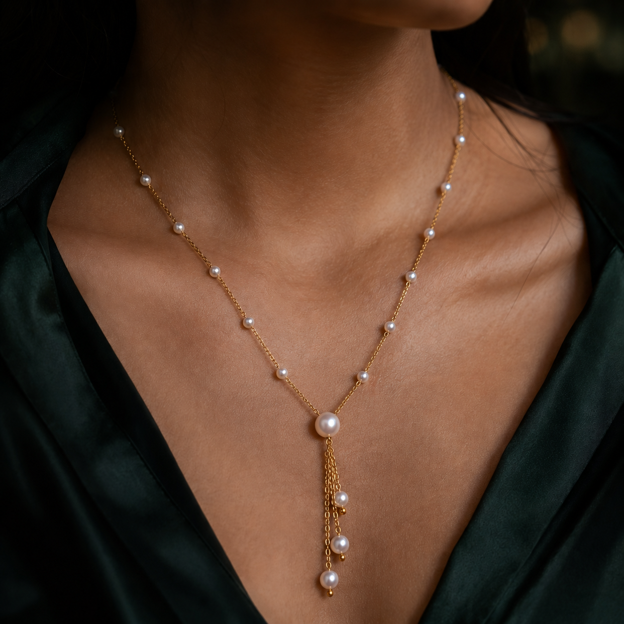 Celeste Pearl Drop Necklace