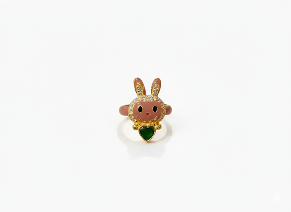 Labubu Doll Ring – Cute Adjustable Fashion Ring with Heart Stone