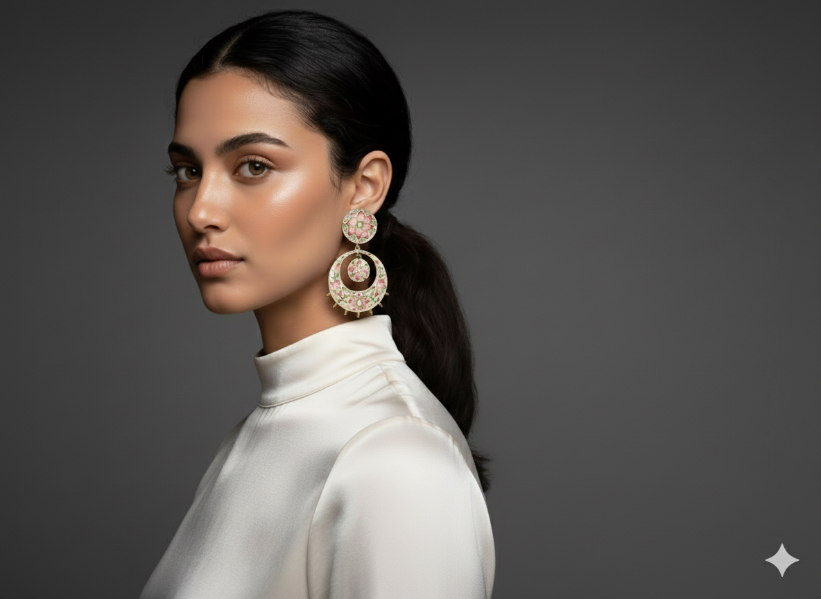 Hand-Painted Floral Hoop Earrings | Statement Ethnic Jewellery for Women