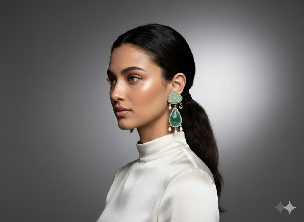 Mesmerizing Green Gemstone Sapphire Teardrop Earrings