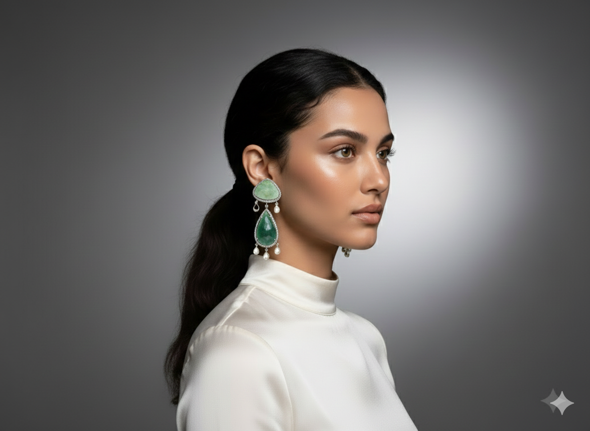 Mesmerizing Green Gemstone Sapphire Teardrop Earrings