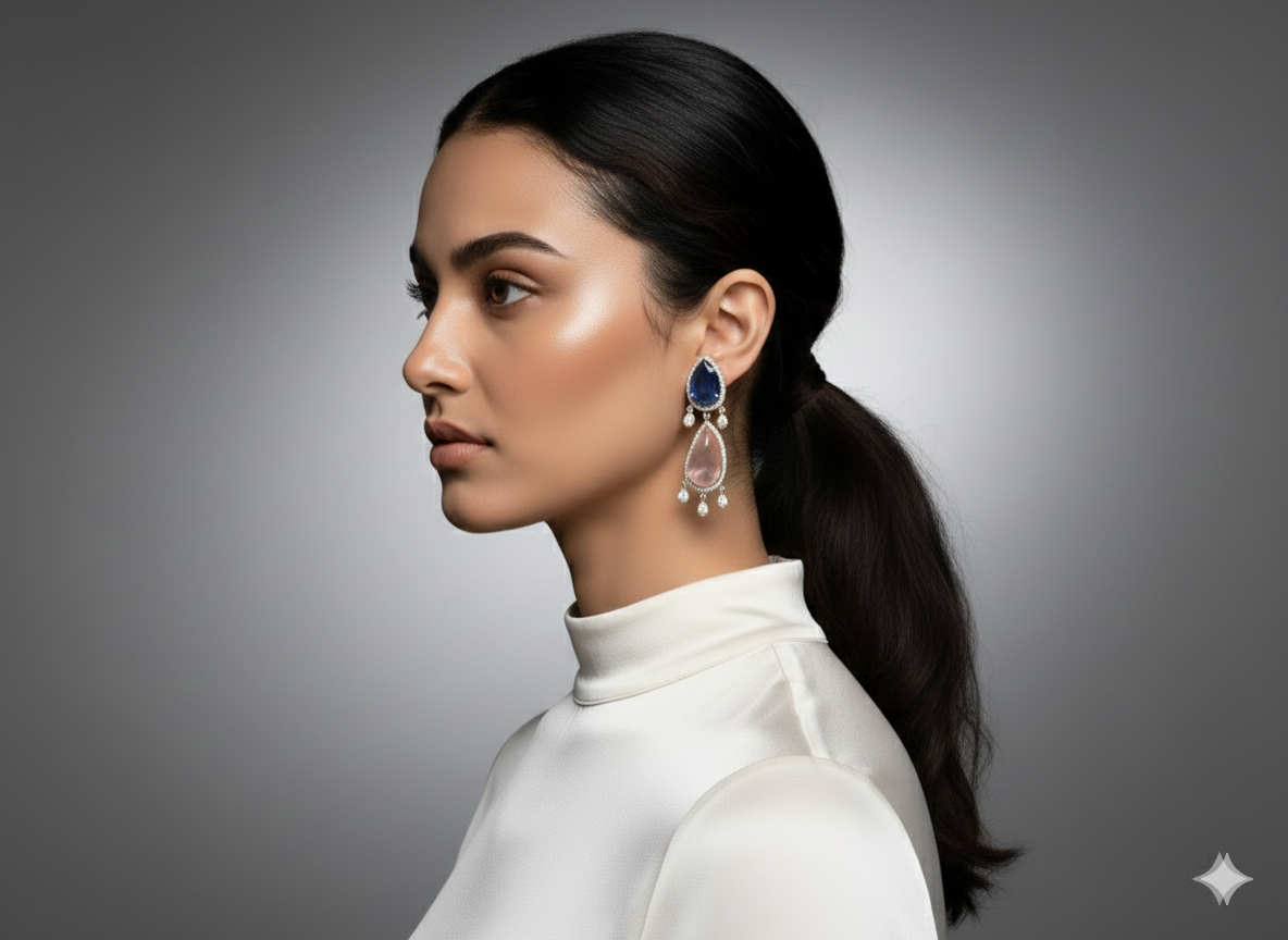 Elegant Dual-Tone Tear Drop Earrings