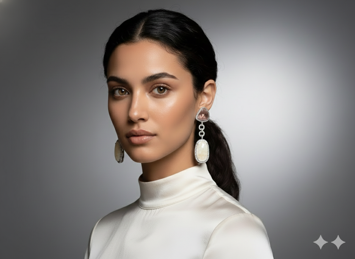 Luxury Dual-Tone Sapphire Drop Earrings