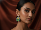 Hand-Painted Geometric Drop Earrings | Enamel Statement Jewellery for Women